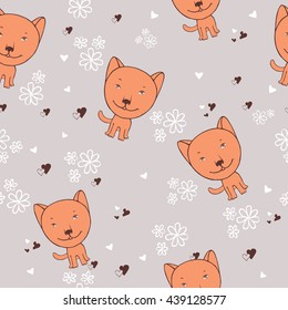 Seamless background with orange cats