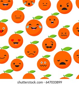 Seamless background with Orange emotions. Vector illustration.
