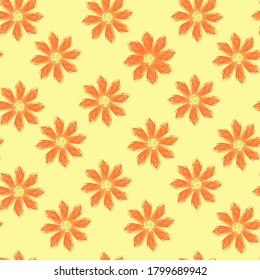 seamless background with orange flowers