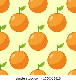 Seamless background of Orange fruit. Orange flat style. Vector illustration.