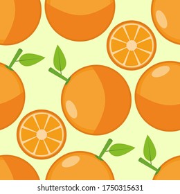 Seamless background of Orange fruit. Orange flat style. Vector illustration.