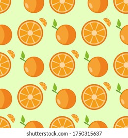Seamless background of Orange fruit. Orange flat style. Vector illustration.