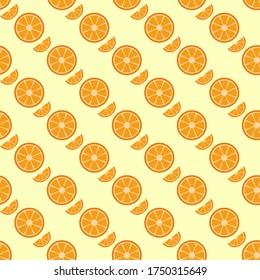 Seamless background of Orange fruit. Orange flat style. Vector illustration.