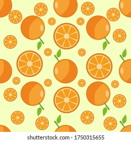 Seamless background of Orange fruit. Orange flat style. Vector illustration.