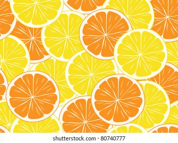 seamless background of orange and lemon  slices.vector illustration