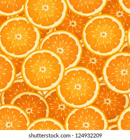 Seamless background with orange slices. Vector illustration.