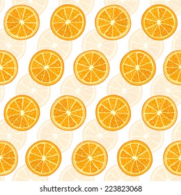 Seamless background with orange slices. Vector illustration. 