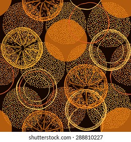 Seamless background with orange. Vector pattern.