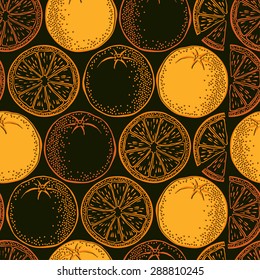 Seamless background with orange. Vector pattern.