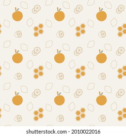 seamless background with oranges and honey