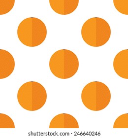 Seamless background with oranges on a white background. Vector illustration
