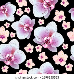 A seamless background of an orchid. Vector illustration