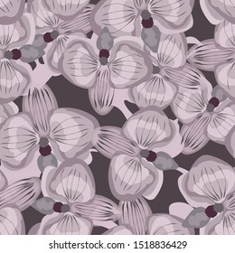 Seamless background with orchids. Tropical plants. 