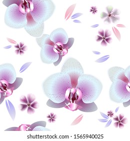 A seamless background with orchids. Vector