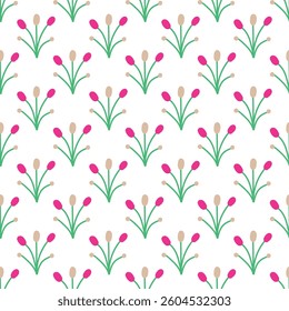 Seamless background with organic nature elements. Elegant minimal-style floral pattern perfect for contemporary designs.
