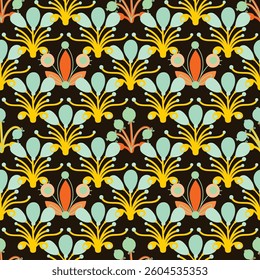 Seamless background with organic nature elements. Elegant minimal-style floral pattern perfect for contemporary designs.