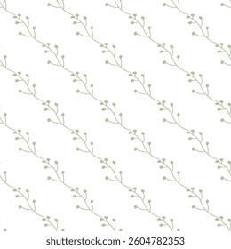 Seamless background with organic nature elements. Elegant minimal-style floral pattern perfect for contemporary designs.