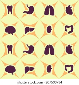Seamless background with organs of the human body