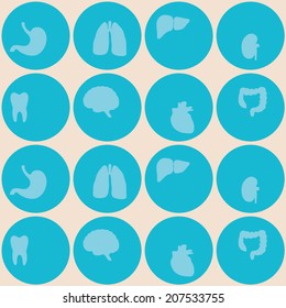 Seamless background with organs of the human body