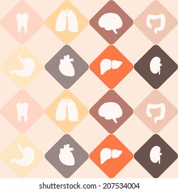 Seamless background with organs of the human body