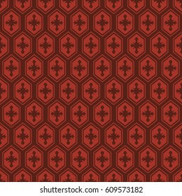 Seamless background oriental dark red polygon geometry cross