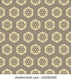 Seamless background oriental hexagon polygon geometry frame round flower