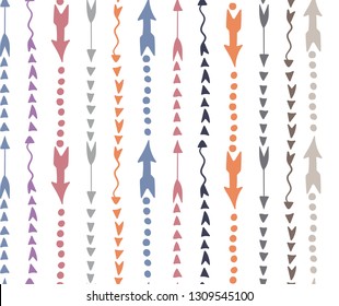 Seamless background with ornament of the arrow. Hand drawn seamless background with an arrow.