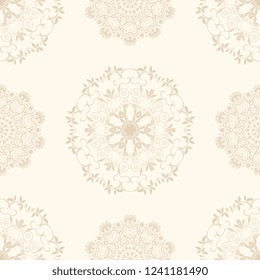 Seamless background with ornament. Floral ornament on background. Template for your design. Wallpaper pattern. Vector illustration