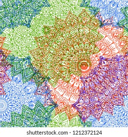 Seamless background with ornament mandala. Round arabesque design pattern