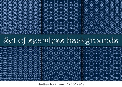 Seamless background with ornament. Set. Wallpaper pattern