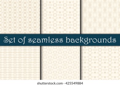 Seamless background with ornament. Set. Wallpaper pattern