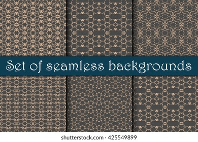 Seamless background with ornament. Set. Wallpaper pattern
