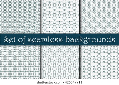 Seamless background with ornament. Set. Wallpaper pattern