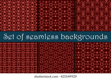 Seamless background with ornament. Set. Wallpaper pattern