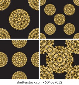 Seamless background with ornament. Set. Wallpaper pattern
