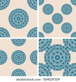 Seamless background with ornament. Set. Wallpaper pattern