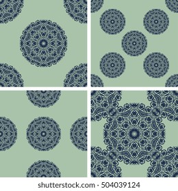 Seamless background with ornament. Set. Wallpaper pattern