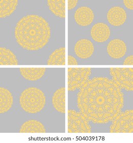 Seamless background with ornament. Set. Wallpaper pattern