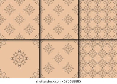 Seamless background with ornament. Set. Wallpaper pattern
