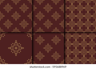 Seamless background with ornament. Set. Wallpaper pattern