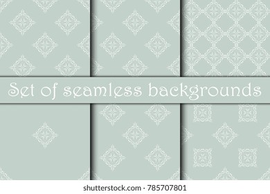 Seamless background with ornament. Set. Wallpaper pattern