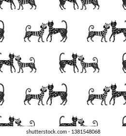 Seamless background of ornamental cats