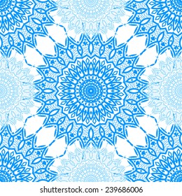 Seamless background. Ornamental round lace pattern, circle background with many details (vector illustration).
