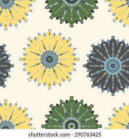 Seamless background with ornamental shapes. Vector illustration.