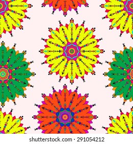 Seamless background with ornamental shapes. Vector illustration.