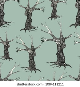 Seamless background of the ornamental trees