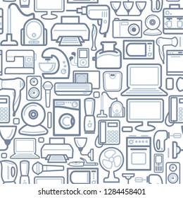 Seamless background of outline home appliances icons