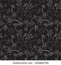 Seamless background of outlines of decorative neurons