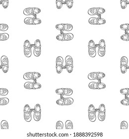 Seamless background of outlines elegant shoes for little girls