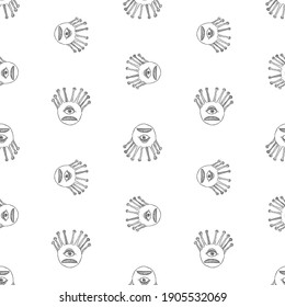 Seamless background of outlines fantasy magic eyes